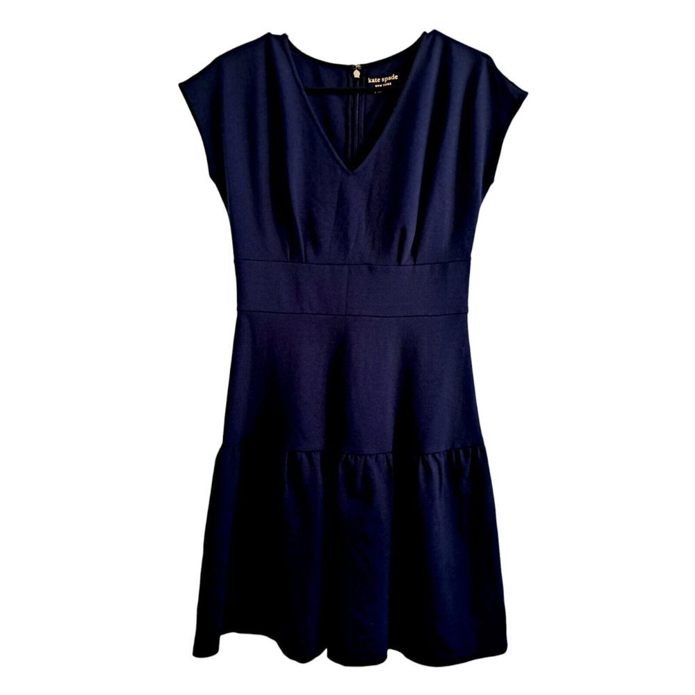 Kate Spade New York Ponte Flounce Prisannvy Blue‎ Dress S Beautiful  EUC